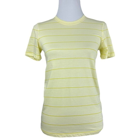 Everlane Women’s NWT Yellow Striped The Organic Cotton Crew Neck Tee Small/C33 - Picture 1 of 12